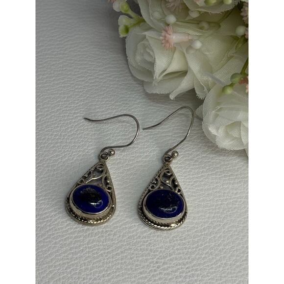 Antique Vintage Blue Sodalite Silver Dangle Earrings - Etsy Vintage 925 Sterling Silver Sodalite Earrings Length 1.60 Inch